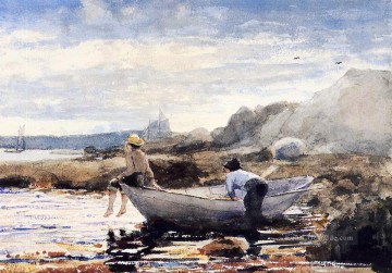  realismus - Jungen in einem Dory Realismus Marinemaler Winslow Homer
